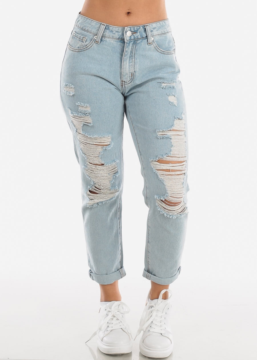 high waisted light wash boyfriend jeans