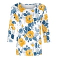 thumbnail image 5 of 3/4 Length Sleeve Womens Tops Color Block Print Crew Neck Shirts Loose Fit Going Out Tops Business Dressy Casual Tunic Blouses 2026 Summer Basic Tees Beach Vacation Outfits, 5 of 5