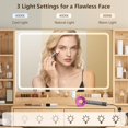 thumbnail image 4 of FANRAL Curved Wood Vanity with LED Frame Mirror,Built-in Power Outlet & 8 Drawers,Open Shelves Dressing Table with Large Storage for Bedroom,Natural Oak Vanity, 4 of 9