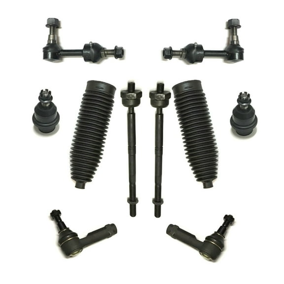 10 Pc Front Suspension Kit Inner & Outer Tie Rod Ends, Lower Ball Joints, Sway Bar End Links, Rack & Pinion Bellows Fits select: 2004-2005 FORD F150