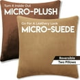 thumbnail image 2 of 26" x 26" Throw Pillow - Saddle Brown: 2 PCS / 4 Sided. Luxurious Premium Down Alternative Fill -Reversible Cover Microsuede/Microplush Fabric. Forever Fluffy, Beautiful & Supportive. Soft & Comfy., 2 of 9