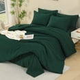 thumbnail image 3 of ANGENIA Queen Comforter Set Dark Emerald Green - 7 Pieces Bed in a Bag Queen Size Bedding Comforter Sets, Solid Soft Lightweight Bed Set with Comforter, Sheets, Pillowcases & Shams, 3 of 9