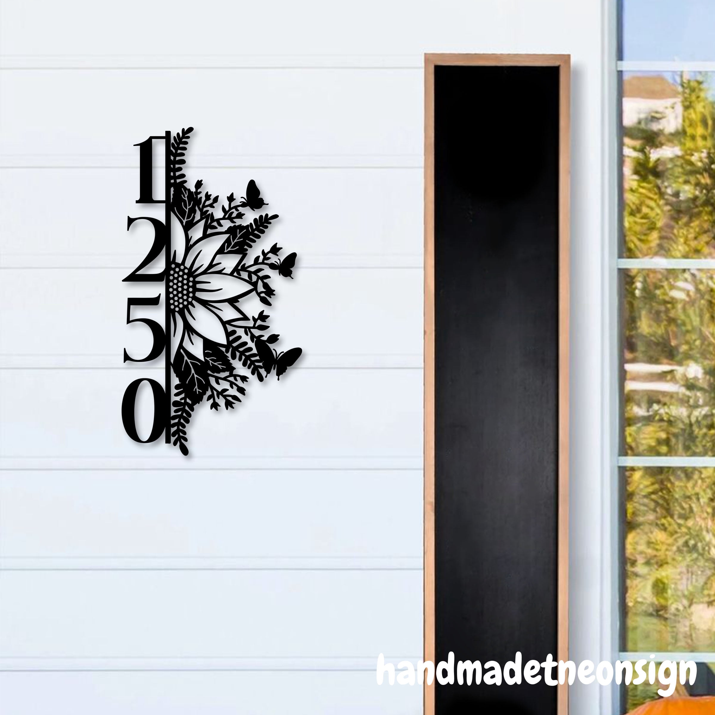 Handmadetneonsign Sunflower House Number, Flower Home Address Metal, Custom House Address Sign 70198