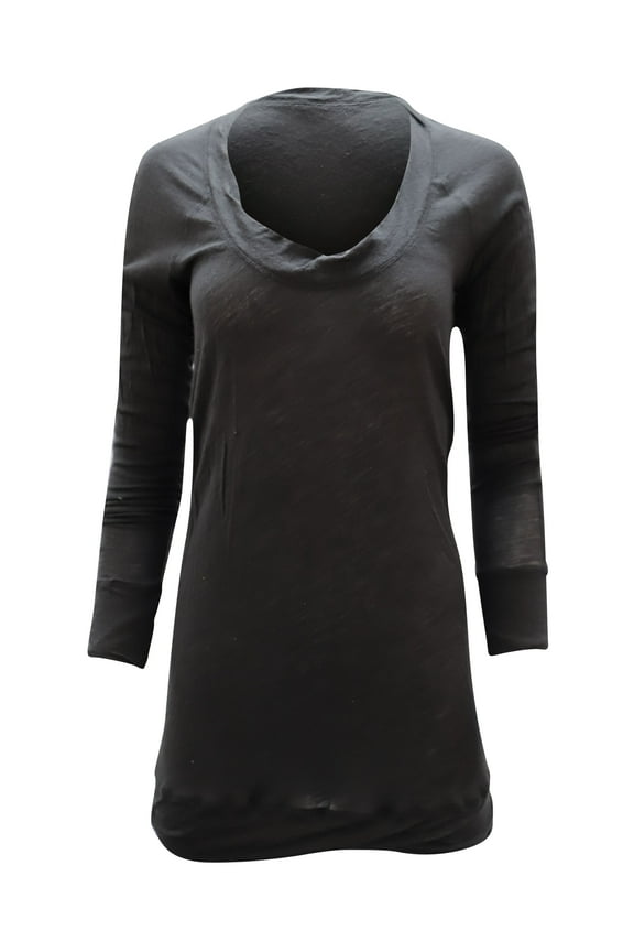 Pre-Owned Donna Karan Scoop Neck Long Sleeves Top in Dark Gray Wool