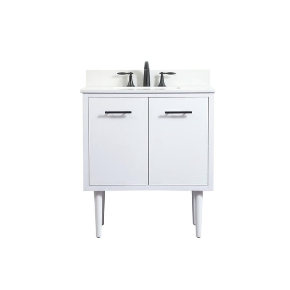 Elegant Decor Cyrus 30" MDF Single Bathroom Vanity with Backsplash in White