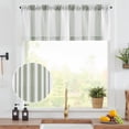 thumbnail image 2 of Striped Linen Valance Curtain 16 Inch Vertical Striped Valance for Kitchen Bathroom Light Filtering Window Treatment Rod Pocket Farmhouse Rustic Semi Sheer Short Window Curtain 1 Panel Green, 2 of 8