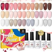 Born Pretty Jelly Gel Nail Polish Sheer Clear Nude Pink Gel Polish Set Crystal Transparent Translucent Gel Polish with Glossy Matte Top Coat and Base Coat Nail Art DIY Manicure Valentine's Day