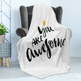 thumbnail image 4 of Saying Soft Flannel Fleece Throw Blanket, Ink Lettering You Are Modern Brush Calligraphy and a Crown on Top, Cozy Plush for Indoor and Outdoor Use, 70" x 90", Black White Yellow, by Ambesonne, 4 of 5