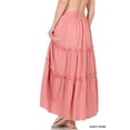 thumbnail image 3 of Zenana Women & Plus Boho Elastic Drawstring Waist Tiered Ruffle A-Line Woven Maxi Skirt, 3 of 3