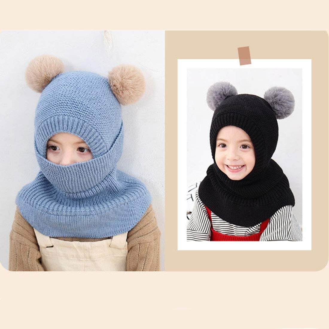 Cagoule Fille 3 Ans Bonnet Enfant Hiver Tricoté Tour De Cou Chaud Set De 3 Pièces Ensemble Cagoule Bébé