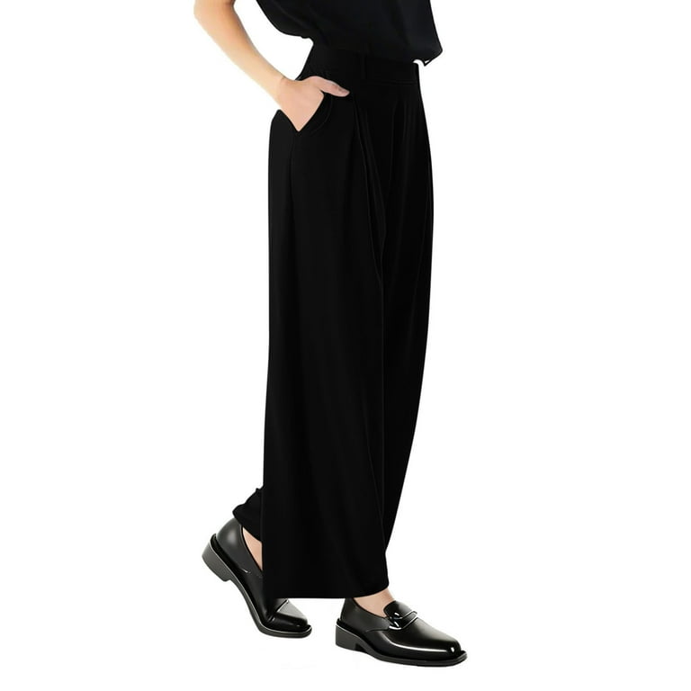 High Waisted Dress Pants Women Wide Leg Flat Front Elastic Back Chinos Pants Business Casual Loose Long Pants with Pockets, Women's Plus Size - Walmart.com High Waisted Dress Pants Women Wide Leg Flat Front Elastic Back Chinos Pants Business Casual Loose Long Pants with Pockets, Women's Plus Size - Walmart.com