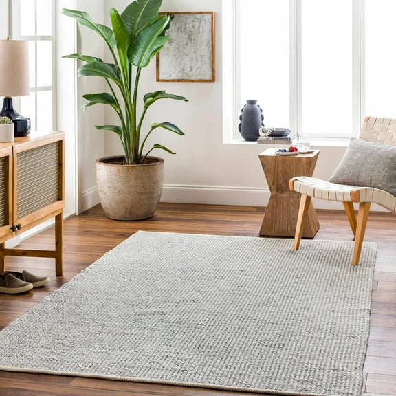Hauteloom Blaga Recycled Material Living Room, Bedroom Area Rug - Contemporary - Lambswool, Cloud Gray, Nutmeg - 2' x 3'