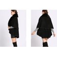 thumbnail image 2 of LinYooLi Women's Faux Fur Collar Shawl Wrap Fashionable Solid Color Poncho Cape Open Front Cardigan for Fall Winter 2022, 2 of 4