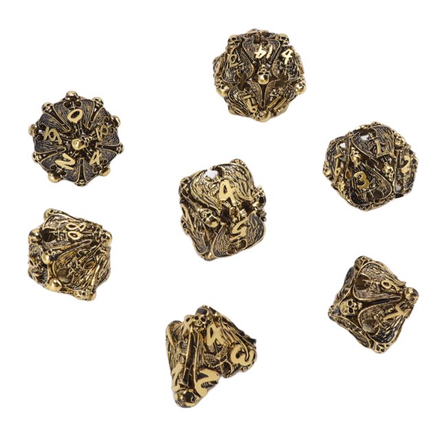 Dados para juegos de rol, 7 piezas de dados de metal, juego de dados de metal, dados poliédricos de metal, rendimiento sólido
