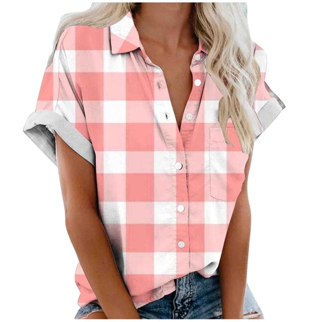 Mujeres Pantalones Cortos Impresos Manga Corta con Cuello en V Blusa Superior, Casual Y Elegante Corto para las Mujeres Verano Casual