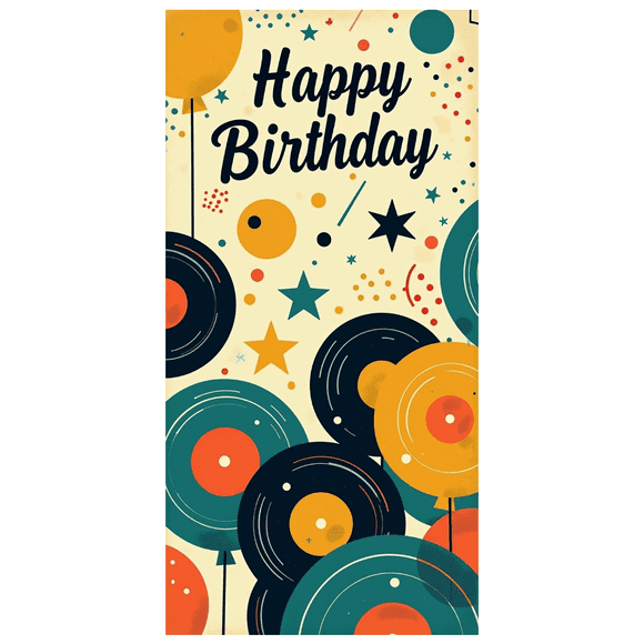 Retro Vinyl Record Design Birthday Banner Happy Birthday Music Party Backdrop Birthday Decoration Party Supplies Photography Props Decor