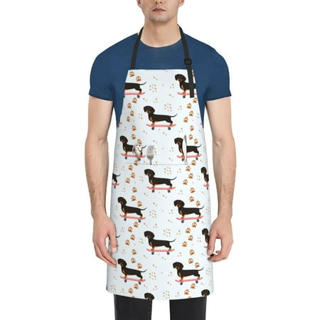 

Picia Dachshund On A Skateboard Waterproof Apron for Unisex Adult - Adjustable Bib Apron with Pockets Ideal for Cooking Gardening Painting and Household Chores