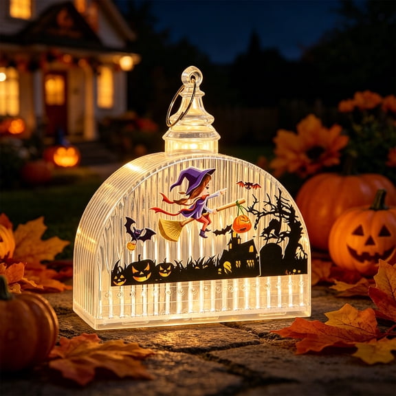 AUNVITO Halloween Lighted Hanging Ornament Pendant, LED Glowing Spooky Decoration for Home Indoor Outdoor Party Festival Decor, 1pc