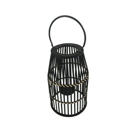 Sagebrook Home Bamboo 20  Lantern  Black  Cylinder  Bamboo Wood  Global  12 L X 12 W X 20 H  Solid Color