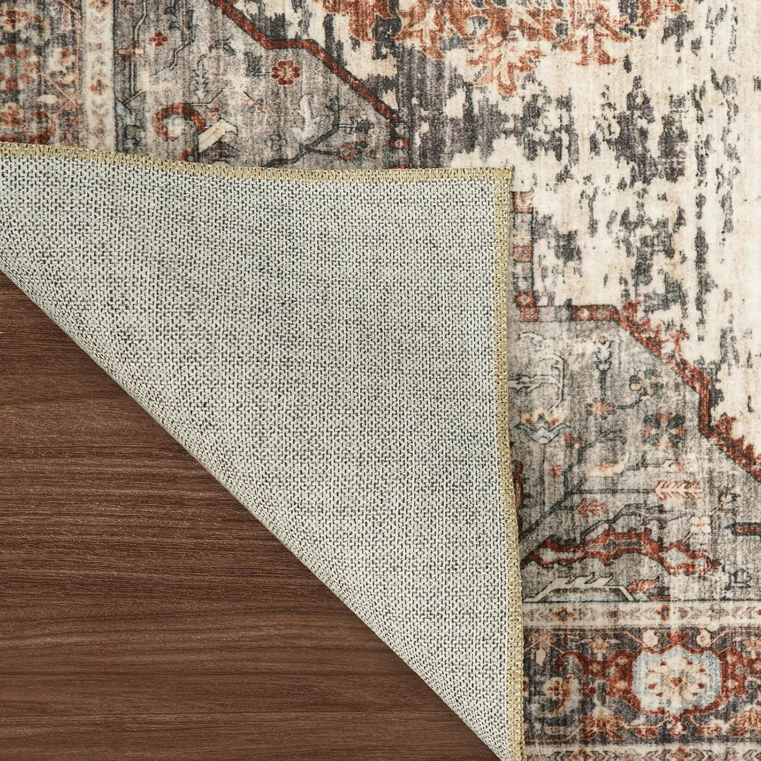 RUUGME Washable 3X14 Runner Rugs - Large Boho Rugs for Living Room Stain Resistant Carpet Vintage Tribal Rugs for Bedroom Kitchen Bathroom Non Slip Backing Home Decor Floor Decoration Mat 3X14 Brick