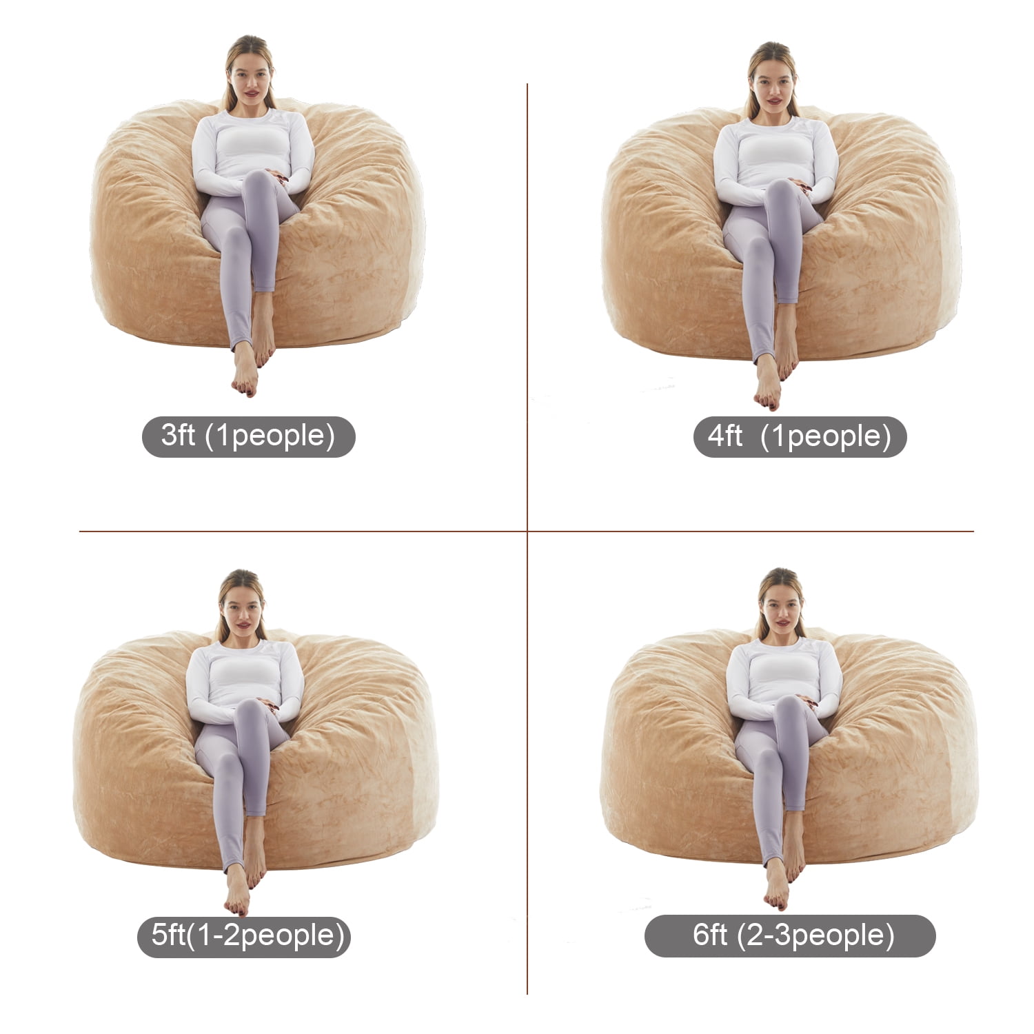 LaoGeoRon 3ft Indoor Bean Bag Chairs for Adults with Filling,Memory Foam Lazy Beanbag Sofa with Removable Washable Flannel Cover