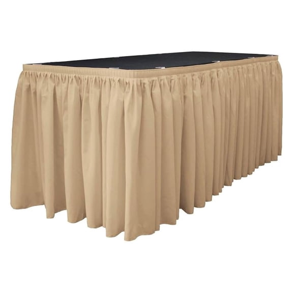 Polyester Poplin Table Skirt for Rectangle Tables, Pleat Fabric for Wedding Banquet Trade Show, 17-Foot by 29-Inch Long with 10 L-Clips,