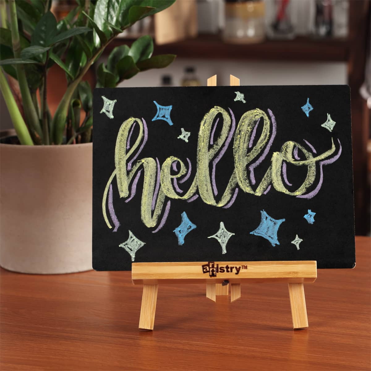 Stein Design Artistry Display Easels - Foldable A-Frame Easels for Presentation, Paintings, Signs, Markets, & More! - [Bamboo Finish - SmAll]