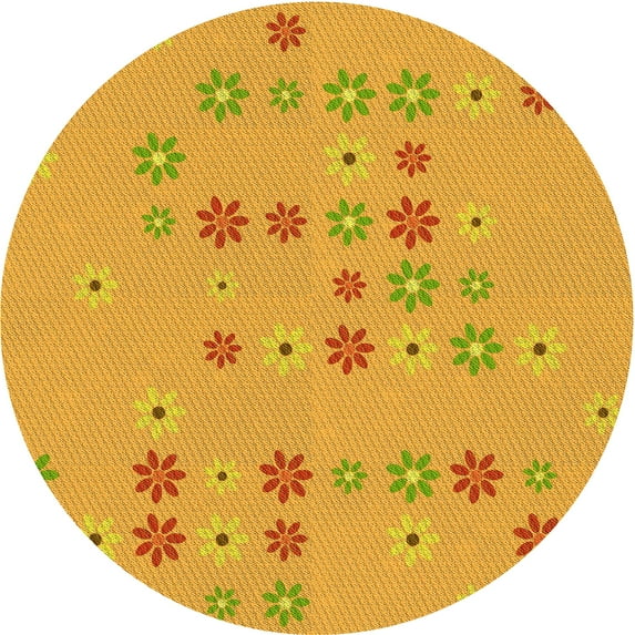 Ahgly Company Indoor Round Patterned Neon Orange Area Rugs, 5' Round