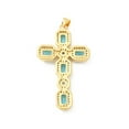thumbnail image 3 of Rack Plating Brass Pendants with Glass Cubic Zirconia Charm Cadmium Free Lead Free Long-Lasting Plated Real 18K Gold Plated 46x26x4mm Hole: 5X3mm, 3 of 4