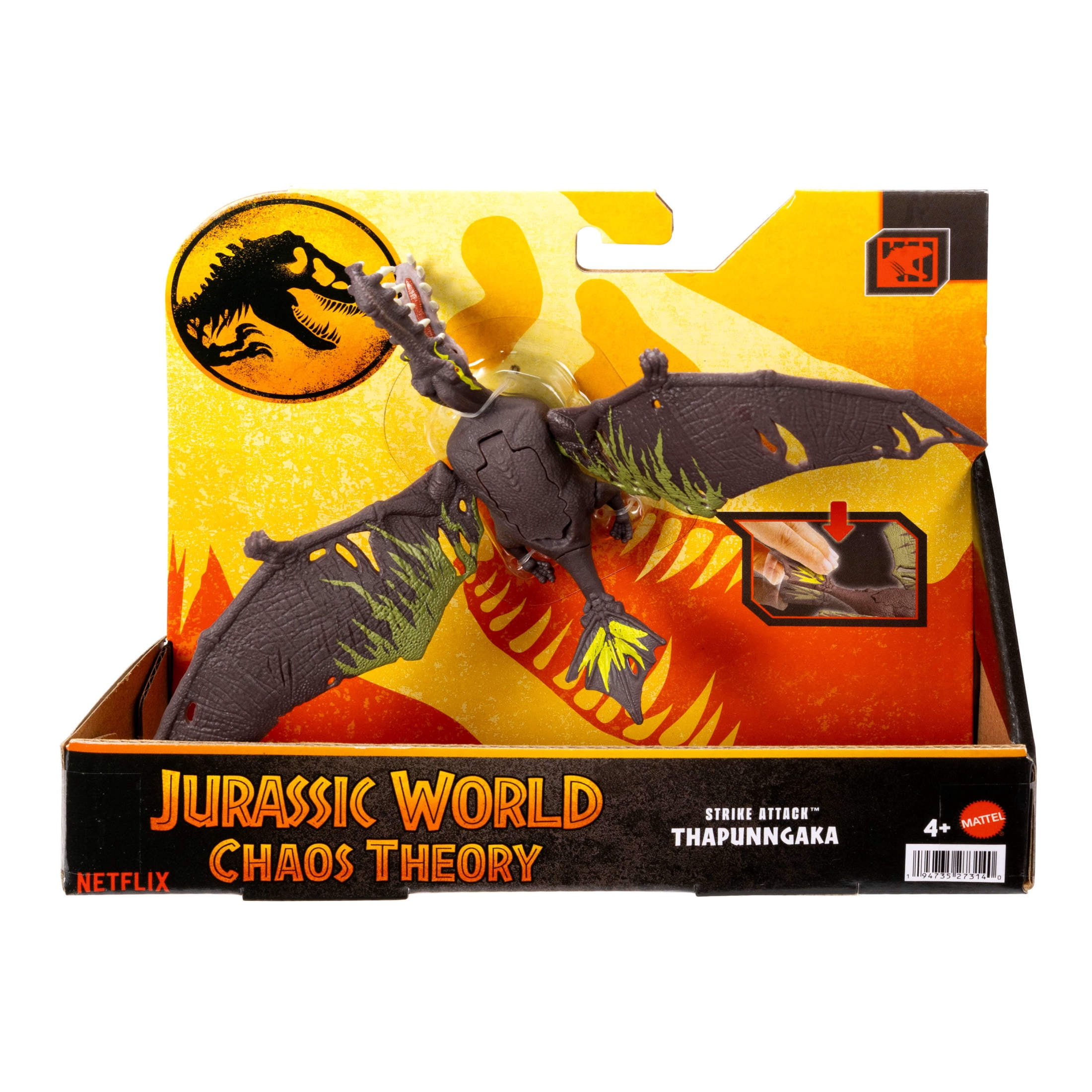 Jurassic World Strike Attack Thapunngaka Dinosaur Toy, Single Strike Action, & Posable