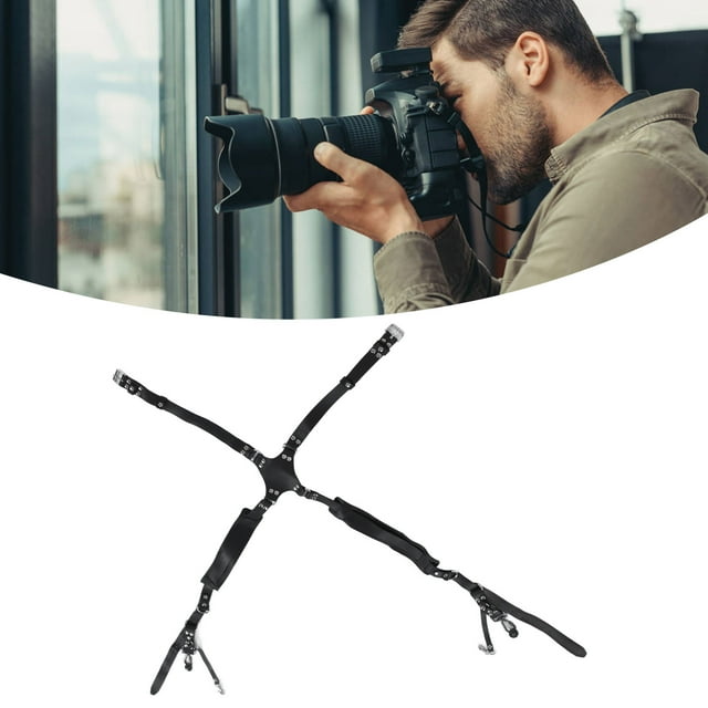 Sangle de Caméra, Harnais à Double Épaule Résistant à l'Usure Protection de Sécurité Double pour Photographie en Extérieur