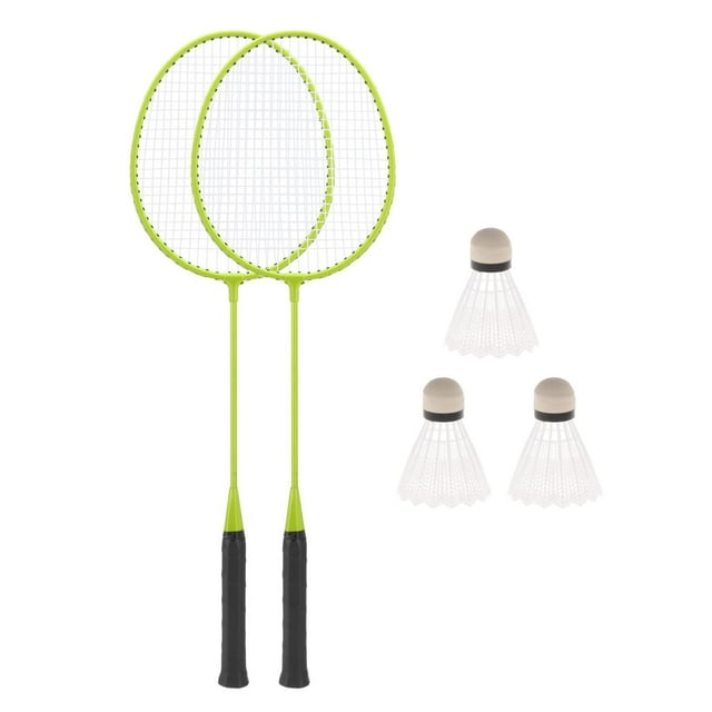 koolsoo 2 Pcs Raquettes de Badminton Volant de Badminton Équipement de Badminton Portable Tennis Vert