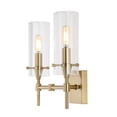 thumbnail image 2 of JONATHAN Y Cato 13.5" 2-Light Modern Farmhouse Iron/Glass LED Vanity, Brass Gold/Clear, 2 of 8