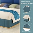 thumbnail image 5 of Harper & Bright Designs King Size Platform Bed with Upholstered Headboard, King Wooden Bedframe with Anti-Collision Soft Rounded Corners, Blue, 5 of 9