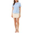 thumbnail image 2 of Allegra K Women's Peter Pan Collar Top Blouse Ruffle Puff Sleeve Stars Button Down Shirt, 2 of 6