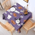 thumbnail image 2 of Purple Halloween Ghosts Skulls and Bats Square Tablecloth,Waterproof Square Table Cover,Wipeable Spillproof Washable Table Cover for Home Kitchen Party Decor 52"x52"(132x132cm), 2 of 6