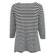 thumbnail image 2 of Plus Size Women's Clothing Asymmetrical Striped Sleeve Knit Top T Shirt Black White 2X (16.008), 2 of 4