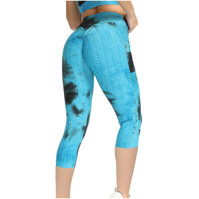 Seamless Workout Leggings for Women Tie Dye Print Gym Capris Yoga