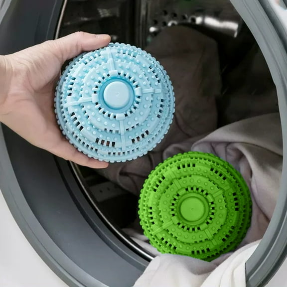 Laundry Ball | Reusable Washing Machine Lint Catcher & Dryer Ball | Anti-Winding Adsorption | Plastic Blue Green | Compact 8x6cm | Single Pack | Removes Pet Hair, Fluff, Dust