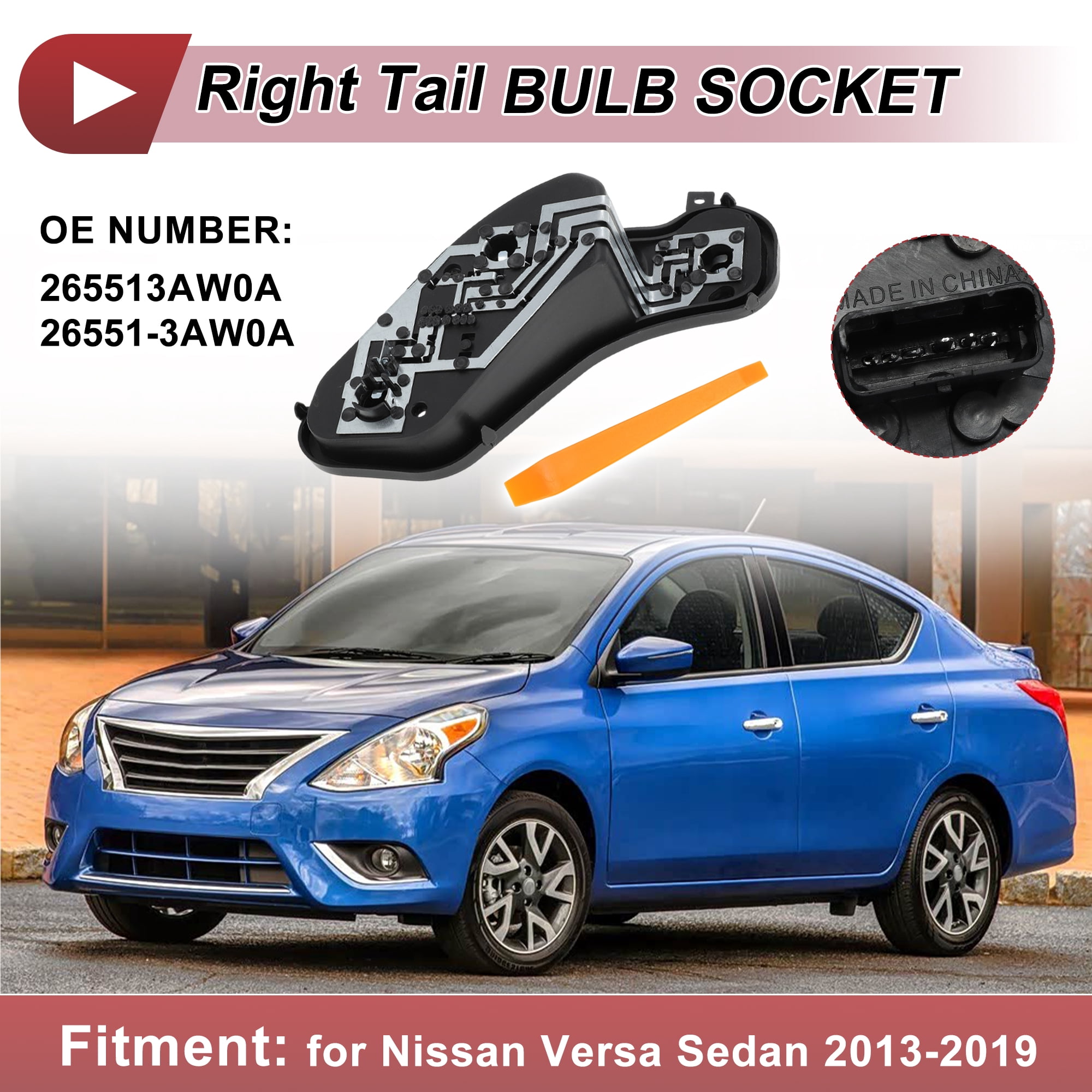 Unique Bargains Tail Light Bulb Socket for Nissan Versa Sedan 2013-2019 Right Side