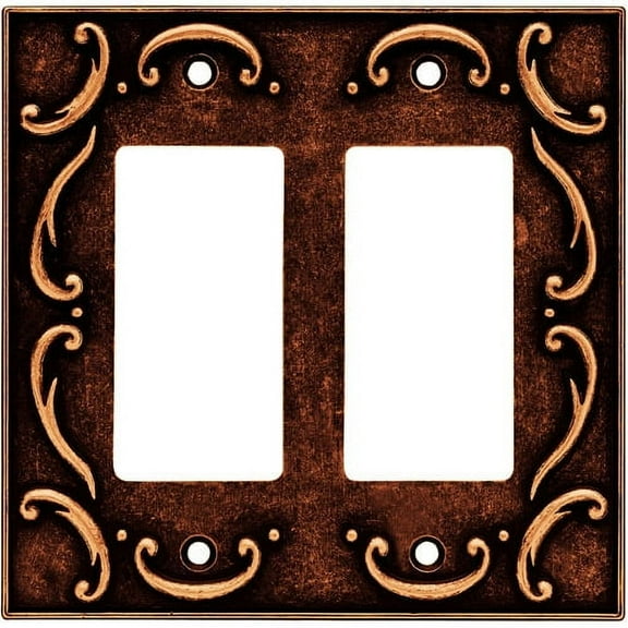 BRAINERD 64260 French Lace Double Decorator Wall Plate / Switch Plate / Cover, Sponged Copper