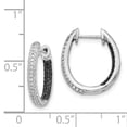 thumbnail image 3 of 14k White Gold Black and White Diamond In/Out Hoop Earrings 14k White Gold Earrings, 3 of 3