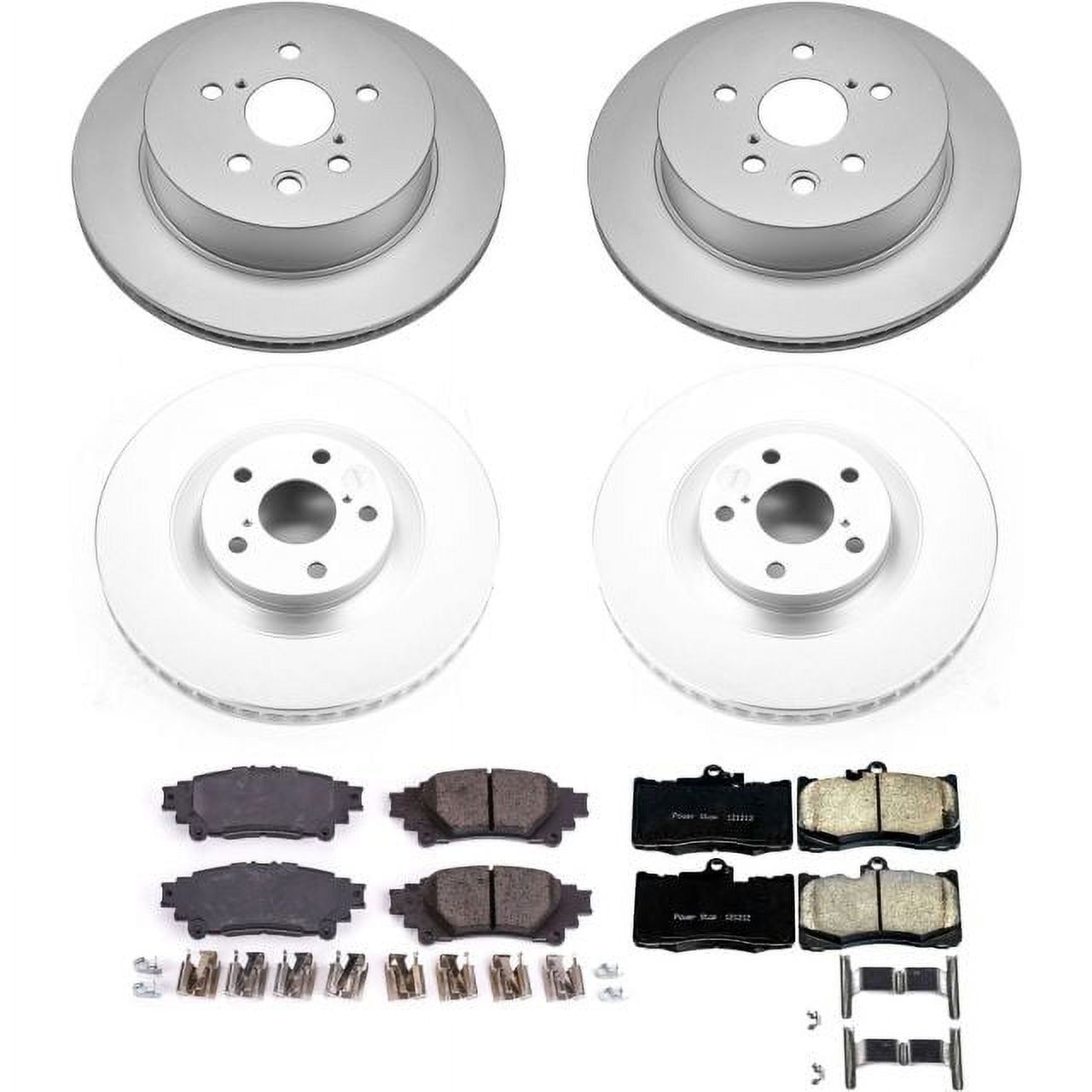 PowerStop Front and Rear Geomet Coated Brake Rotor and Pad Kit Fits: LEXUS Select Models CRK6947