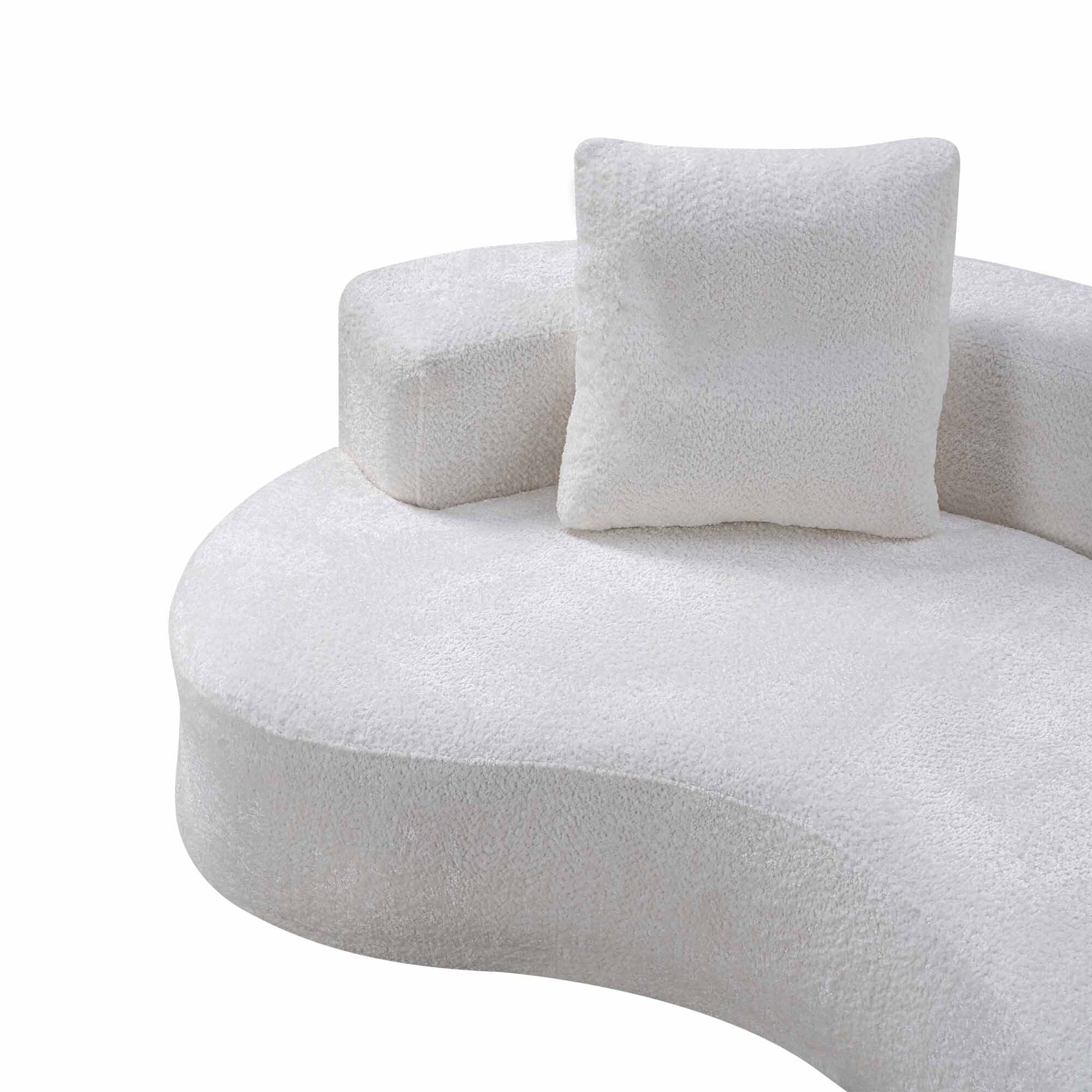 Lunale Curved Boneless Sofa, Modern 3 Seater Cloud Couch, No Assembly Required, Chenille Floor Sofa for Living Room, White