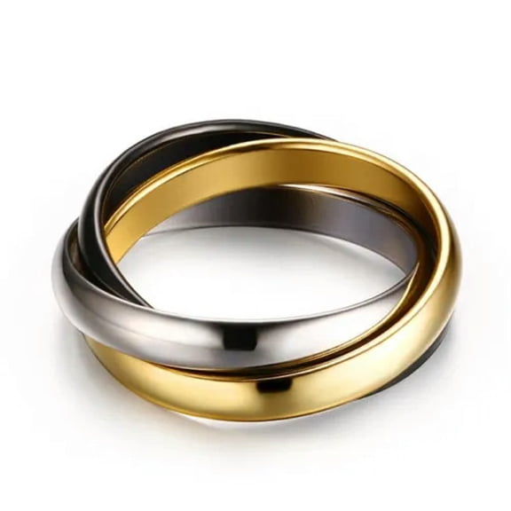 Classic 3 Rounds Ring Sets For Women Stainless Steel Wedding Engagement Female