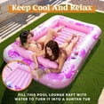 thumbnail image 4 of L/XL Inflatable Tanning Pool Lounge Float With Cup Holder, 70“X46”/85″ x 57″ Extra Large Pool Floats Adult with Pillow, 4 in 1 Tub Raft Floatie, Sunbathing Bed Lounge Blow Up Ball Pit Party, 4 of 27