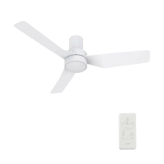 SMAAIR 44" White Low Profile Flush Ceiling Fan With Remote and Light Kit