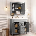 thumbnail image 3 of 36'' Modern Grey Bathroom Vanity with Mirror Cabinet and Storage Saving Time in Bathroom Setup, 3 of 7