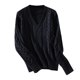 thumbnail image 2 of Suéter de cuello alto para mujer, suéter informal de cuello redondo y manga larga, suéter de punto a rayas, blusa holgada, suéter para mujer, 2 of 3