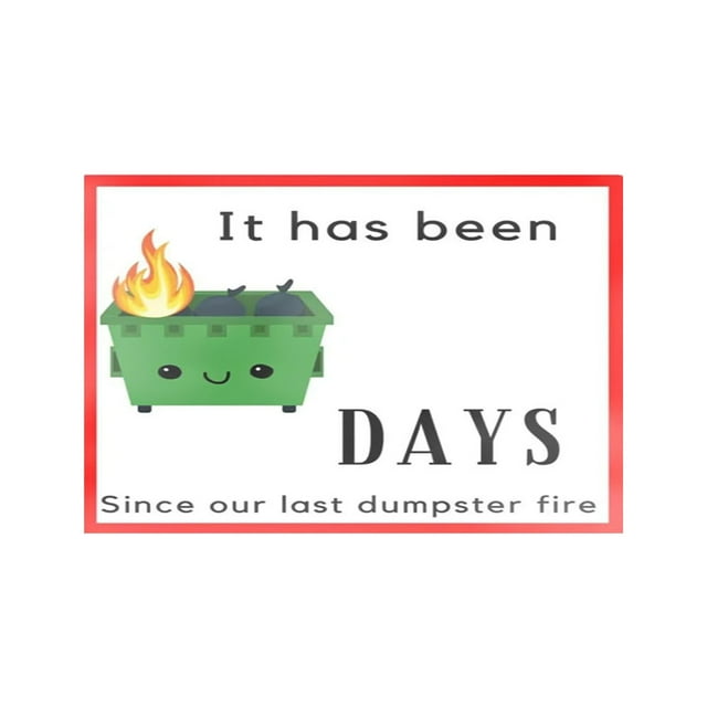 Dumpster Fire Day Count Sticker Labels for Desk Accessories Humorous Chaos Everyday Use